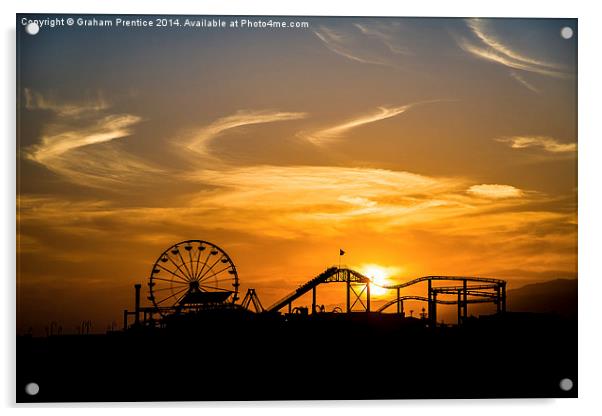 Sunset at Santa Monica Pier Acrylic by Graham Prentice