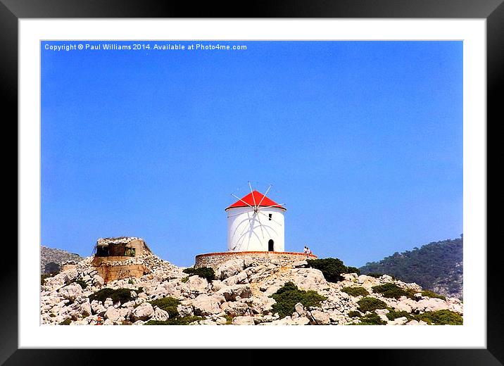 Windmill on Symi Framed Mounted Print by Paul Williams