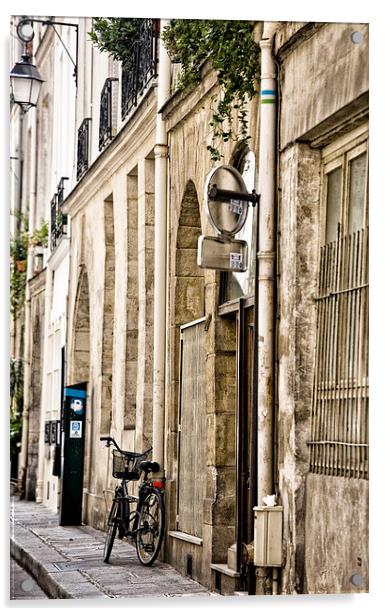 Bicycle in Paris street Acrylic by Sheila Smart