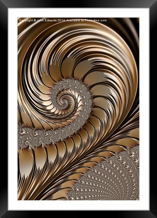 Bronze Scrolls Abstract Framed Mounted Print by John Edwards