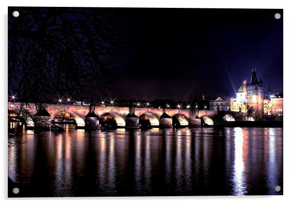 Charles Bridge, Prague Acrylic by Richard Cruttwell