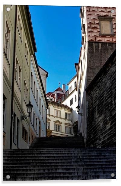 Steps in Prague Acrylic by Richard Cruttwell