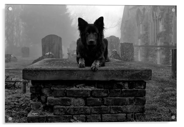 Churchyard, Foggy Morning Acrylic by Richard Cruttwell