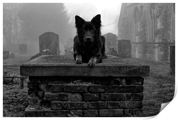 Churchyard, Foggy Morning Print by Richard Cruttwell