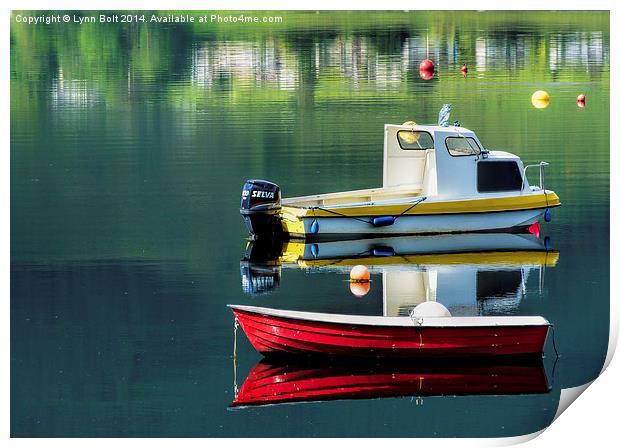 Red Boat Yellow Boat Print by Lynn Bolt