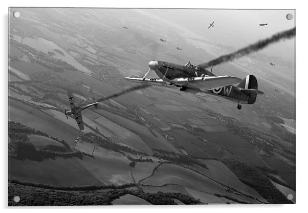 Battle of Britain dogfight black and white version Acrylic by Gary Eason