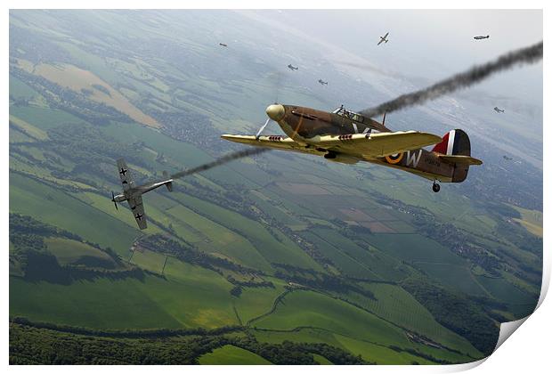 Battle of Britain dogfight Print by Gary Eason