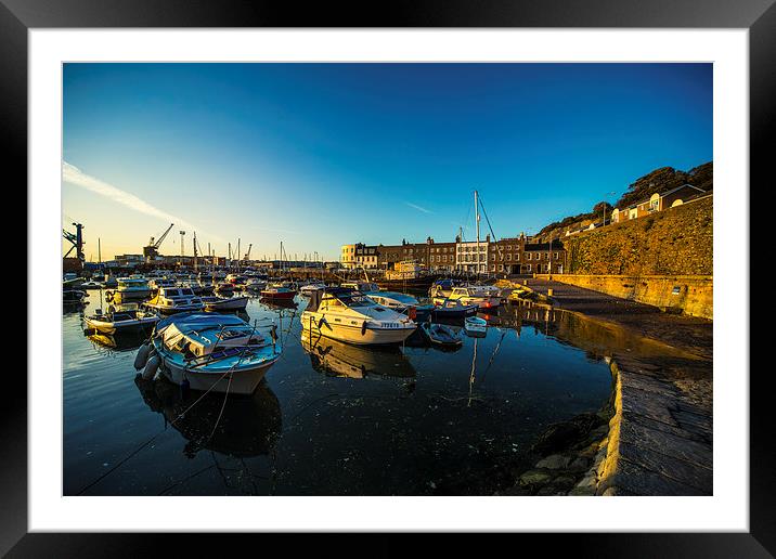 St Hellier Harbour Framed Mounted Print by Rob Hawkins