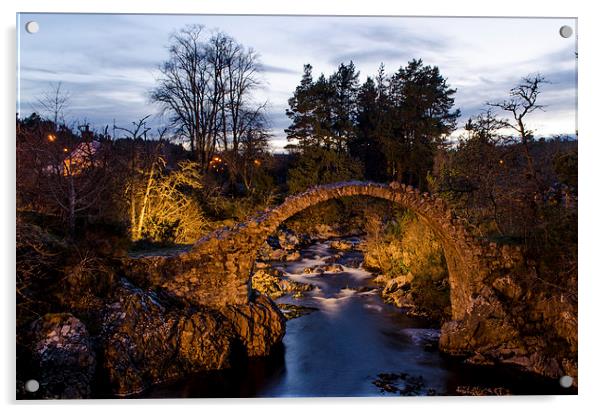 Carrbridge at Night Acrylic by Michael Moverley
