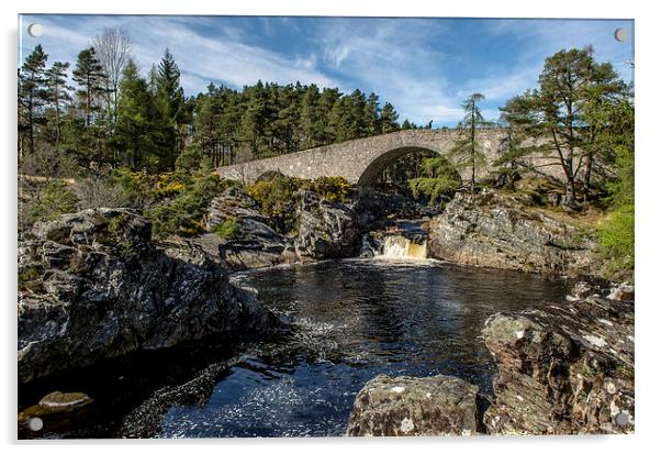 Waterfall at Garve Bridge Acrylic by Michael Moverley