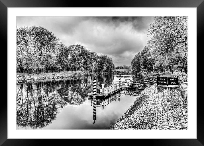 Water Bus Stop Bute Park Cardiff Mono Framed Mounted Print by Steve Purnell