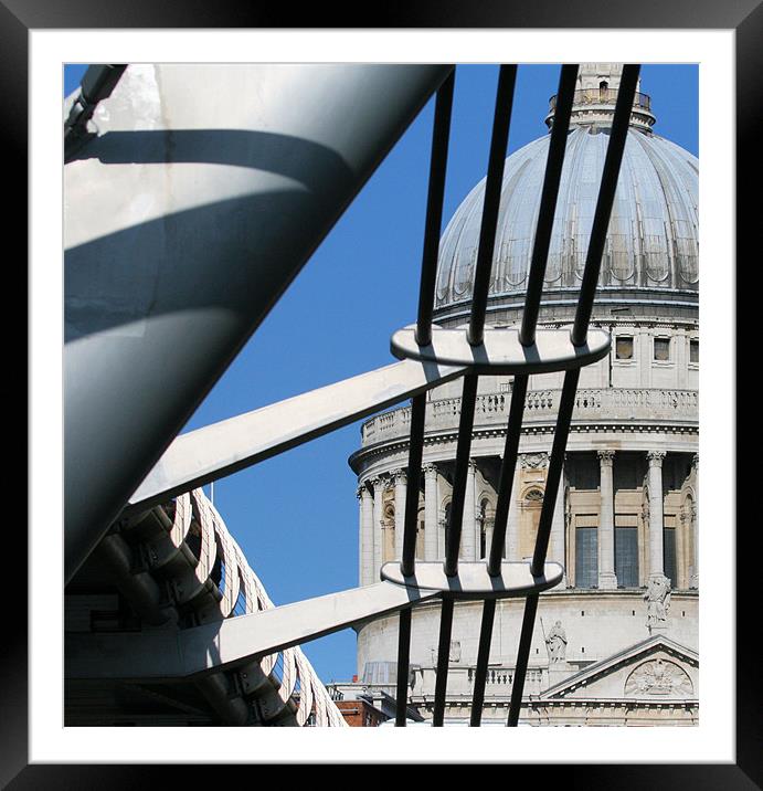 Millennium Bridge and St Paul's Cathedral Framed Mounted Print by Ruth Hallam