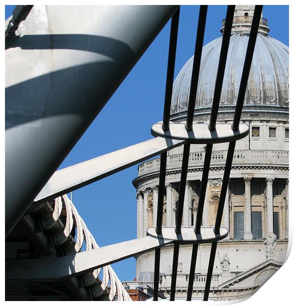 Millennium Bridge and St Paul's Cathedral Print by Ruth Hallam