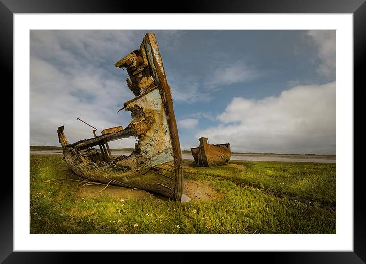 Old wrecks of the river Wyre Framed Mounted Print by Eddie John