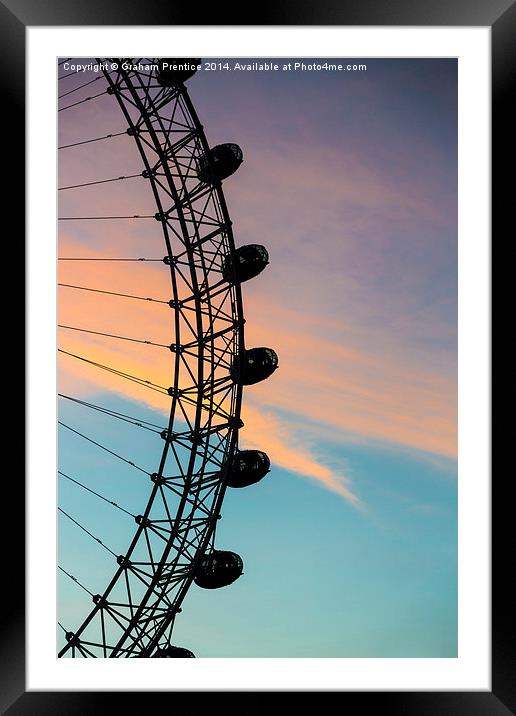 London Eye at Sunset Framed Mounted Print by Graham Prentice
