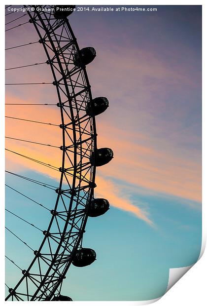 London Eye at Sunset Print by Graham Prentice