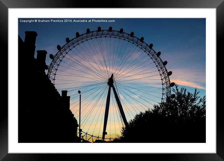 London Eye At Sunset Framed Mounted Print by Graham Prentice