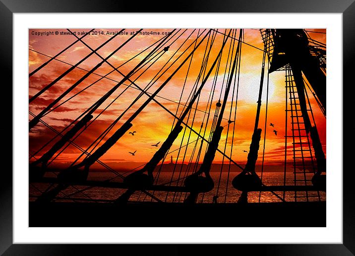 There Be Pirates, Among These Seas Framed Mounted Print by stewart oakes