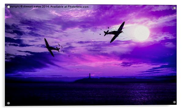 Spitfires coastal run at dusk Acrylic by stewart oakes