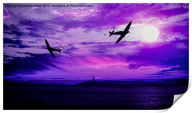 Spitfires coastal run at dusk Print by stewart oakes