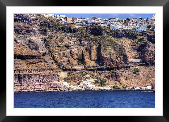Cliffs of Santorini Framed Mounted Print by Tom Gomez