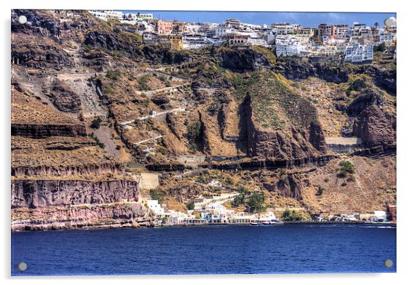 Cliffs of Santorini Acrylic by Tom Gomez