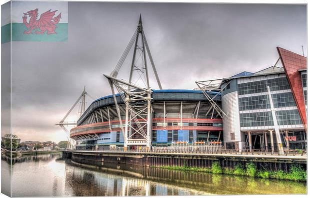 The Millennium Stadium With Flag Canvas Print by Steve Purnell