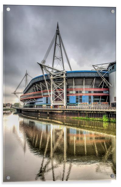 The Millennium Stadium Reflections Acrylic by Steve Purnell