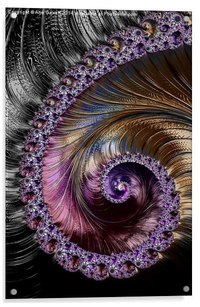 Fractal Spiral 2 - A Fractal Abstract Acrylic by Ann Garrett