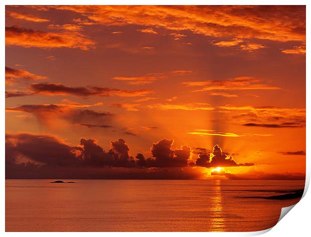 Stunning Red Sunset over the Sea Print by Pearl Bucknall