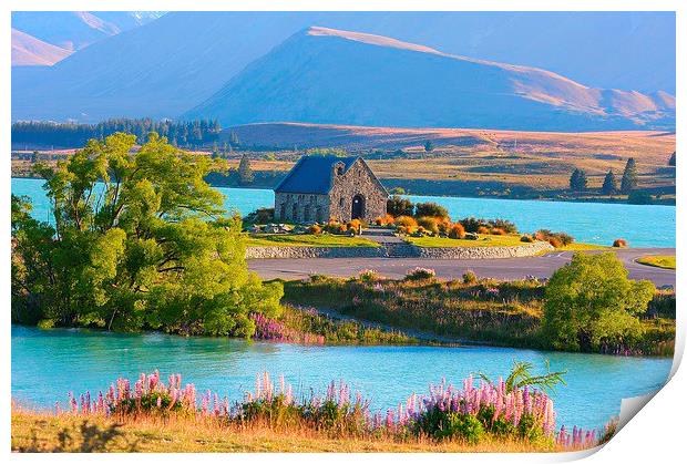 Beautiful landscape, New Zealand Print by Daniel Kesh