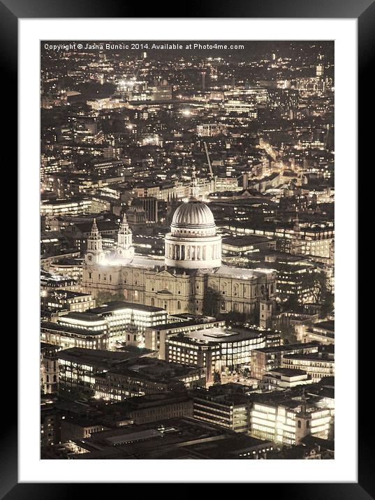Night View over St Pauls Framed Mounted Print by Jasna Buncic