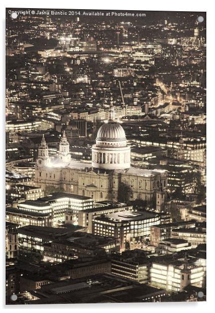 Night View over St Pauls Acrylic by Jasna Buncic