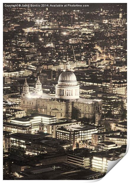 Night View over St Pauls Print by Jasna Buncic