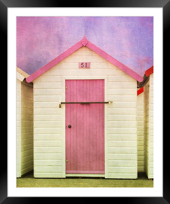Pink Beach Hut Framed Mounted Print by Terri Waters
