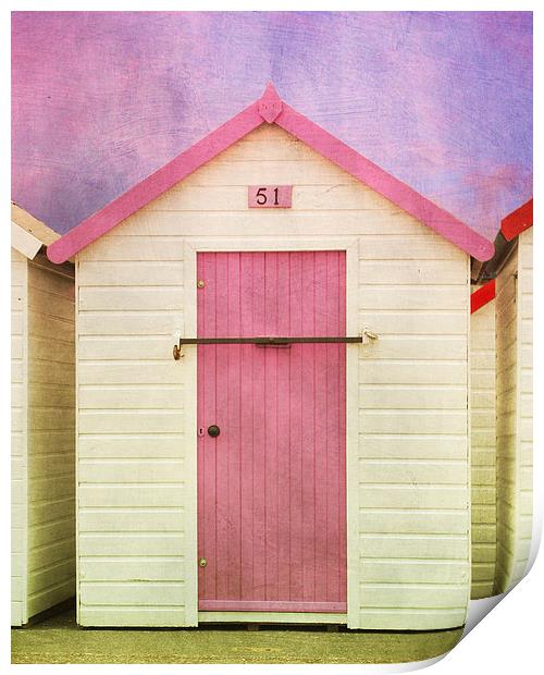 Pink Beach Hut Print by Terri Waters