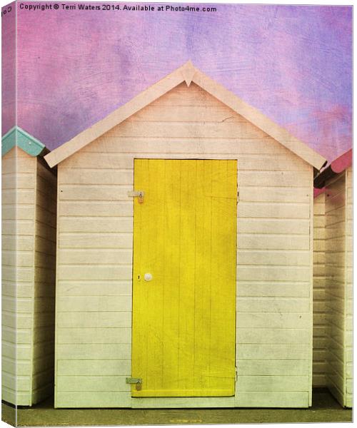 Yellow Beach Hut Canvas Print by Terri Waters