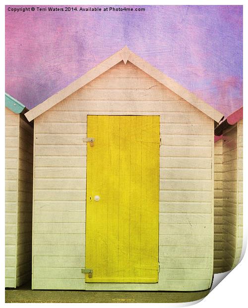 Yellow Beach Hut Print by Terri Waters