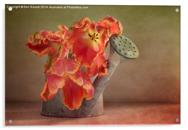 Tulips in a Can Acrylic by Ann Garrett
