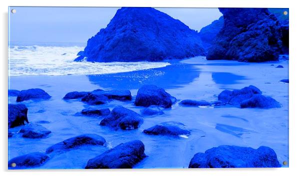 Kynance Cove, Blue Stepping Stones Acrylic by Lisa PB