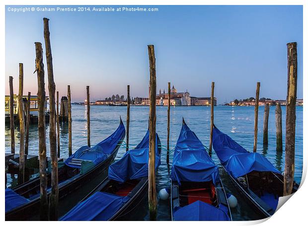 Gondolas in Venice Print by Graham Prentice