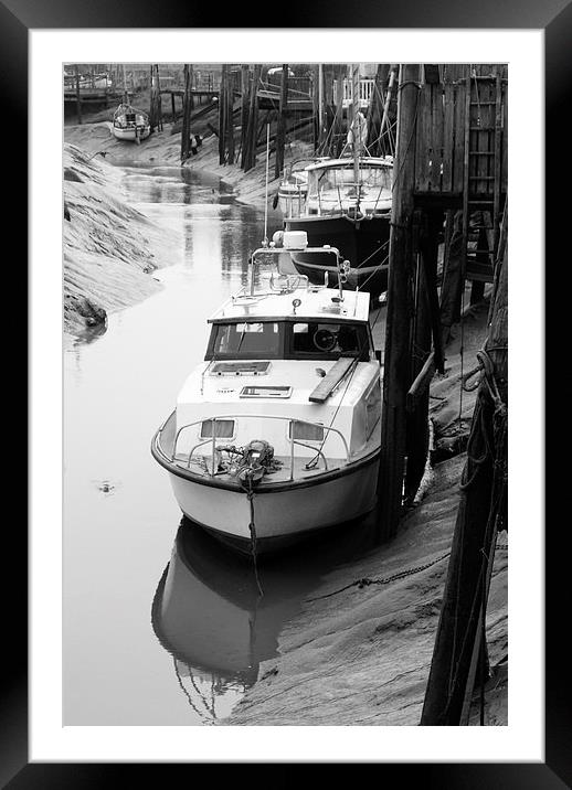 Boats in Creek Framed Mounted Print by Les Hardman