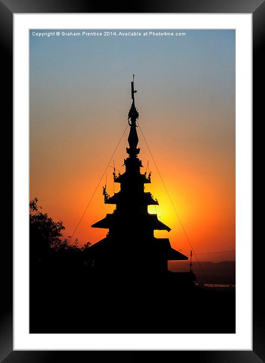 Mandalay Hill Temple At Sunset Framed Mounted Print by Graham Prentice