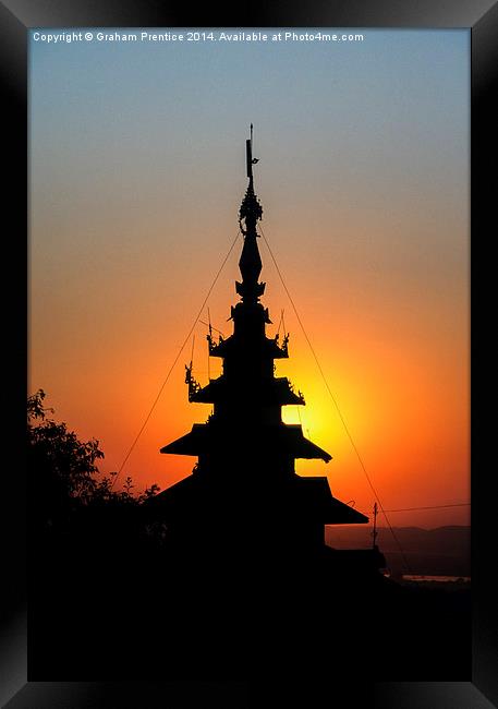 Mandalay Hill Temple At Sunset Framed Print by Graham Prentice