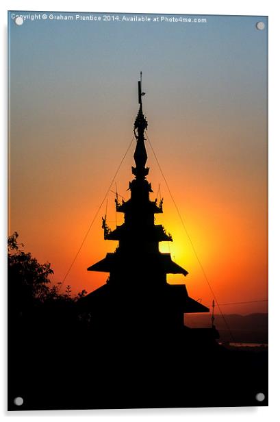 Mandalay Hill Temple At Sunset Acrylic by Graham Prentice
