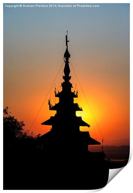 Mandalay Hill Temple At Sunset Print by Graham Prentice