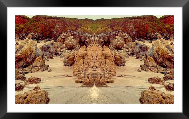 Mirror Effect Of Kynance Cove Framed Mounted Print by Lisa PB