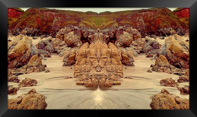 Mirror Effect Of Kynance Cove Framed Print by Lisa PB