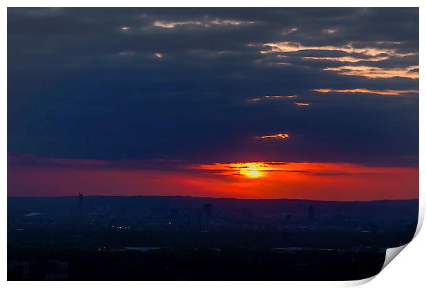 Manchester Sunset Print by Andy McGarry