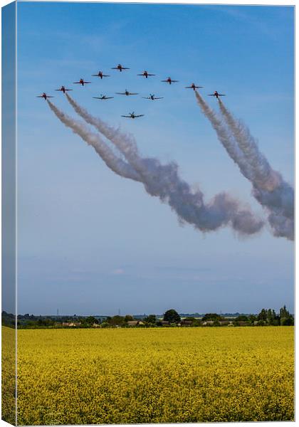 Red Arrows and Eagle Squadron Canvas Print by Oxon Images